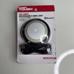 Hyper Tough 500-Lumen Rechargeable Work Light Bluetooth Speaker Black